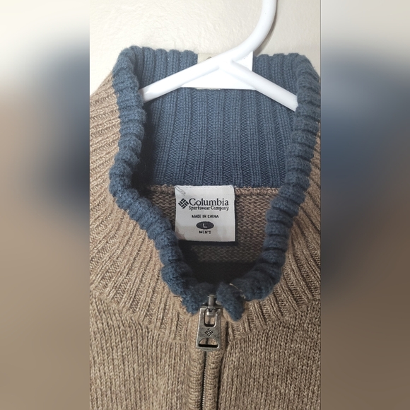 Mens 1/4 zip knit Columbia sweater - brown crew neck size Large - Picture 3 of 8